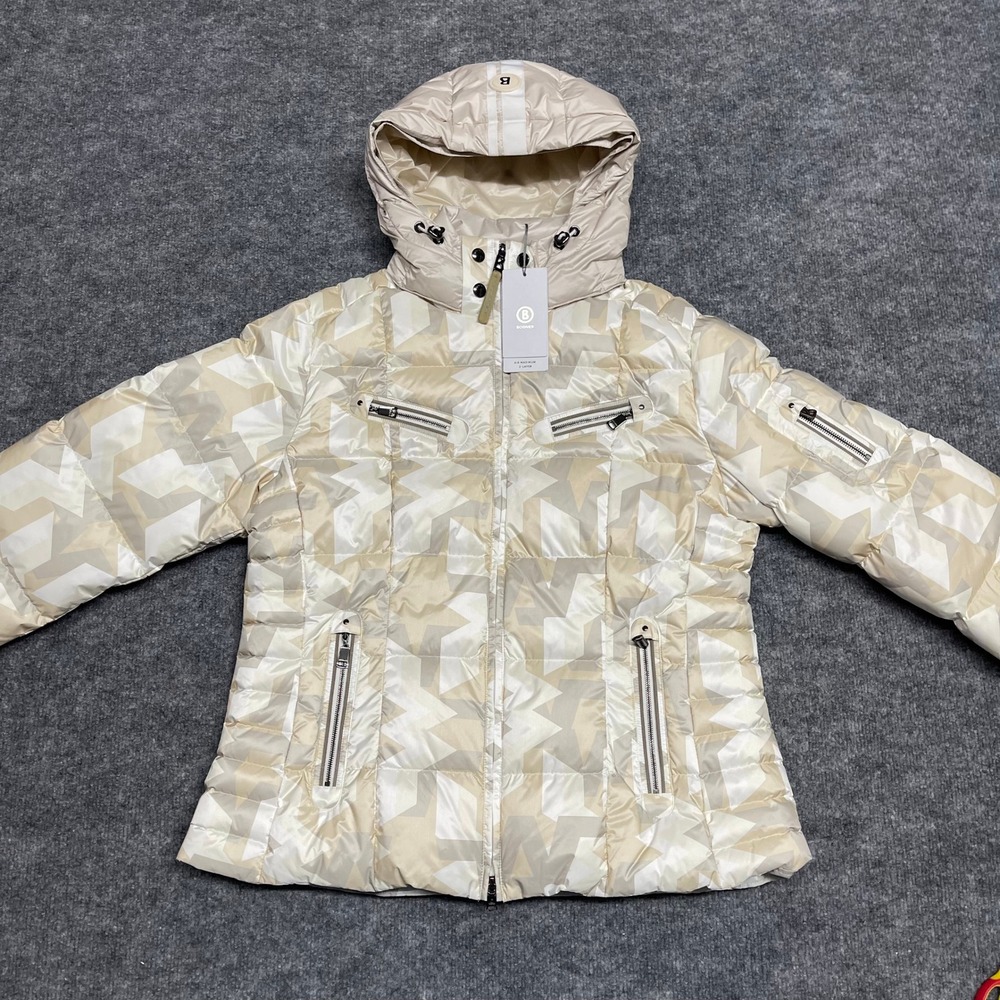 Bogner CARRY-D Jacket Womens XL Beige 750 Down Ski Geometric Luxury Waterproof - Picture 2 of 16